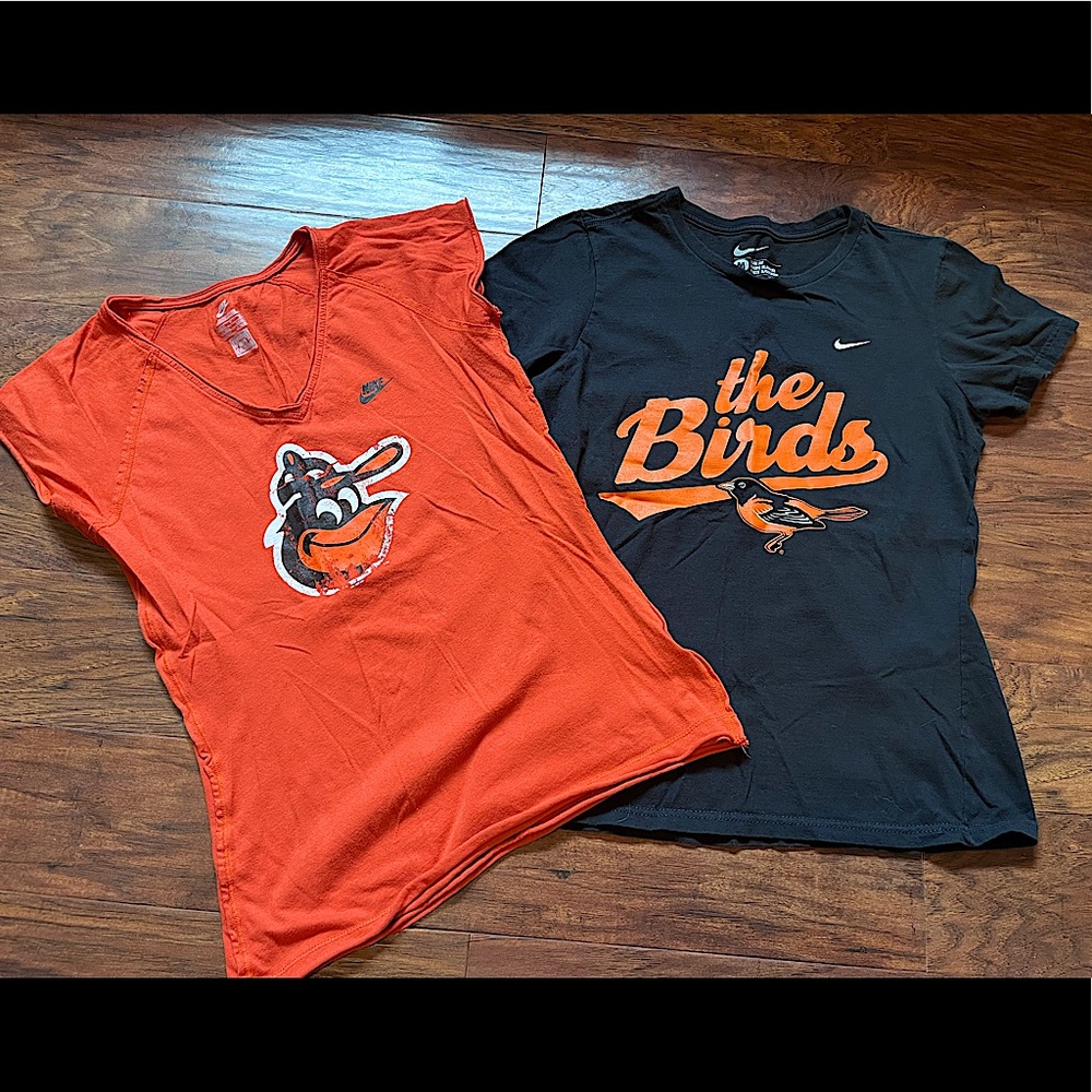 TWO very gently used Baltimore Orioles Women’s Short Sleeve Shirts!!! Size M & S